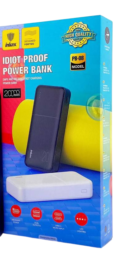 Внешний аккумулятор INKAX PB08, 20000 mAh, быстрая зарядка, компактный, безопасный — фото 1