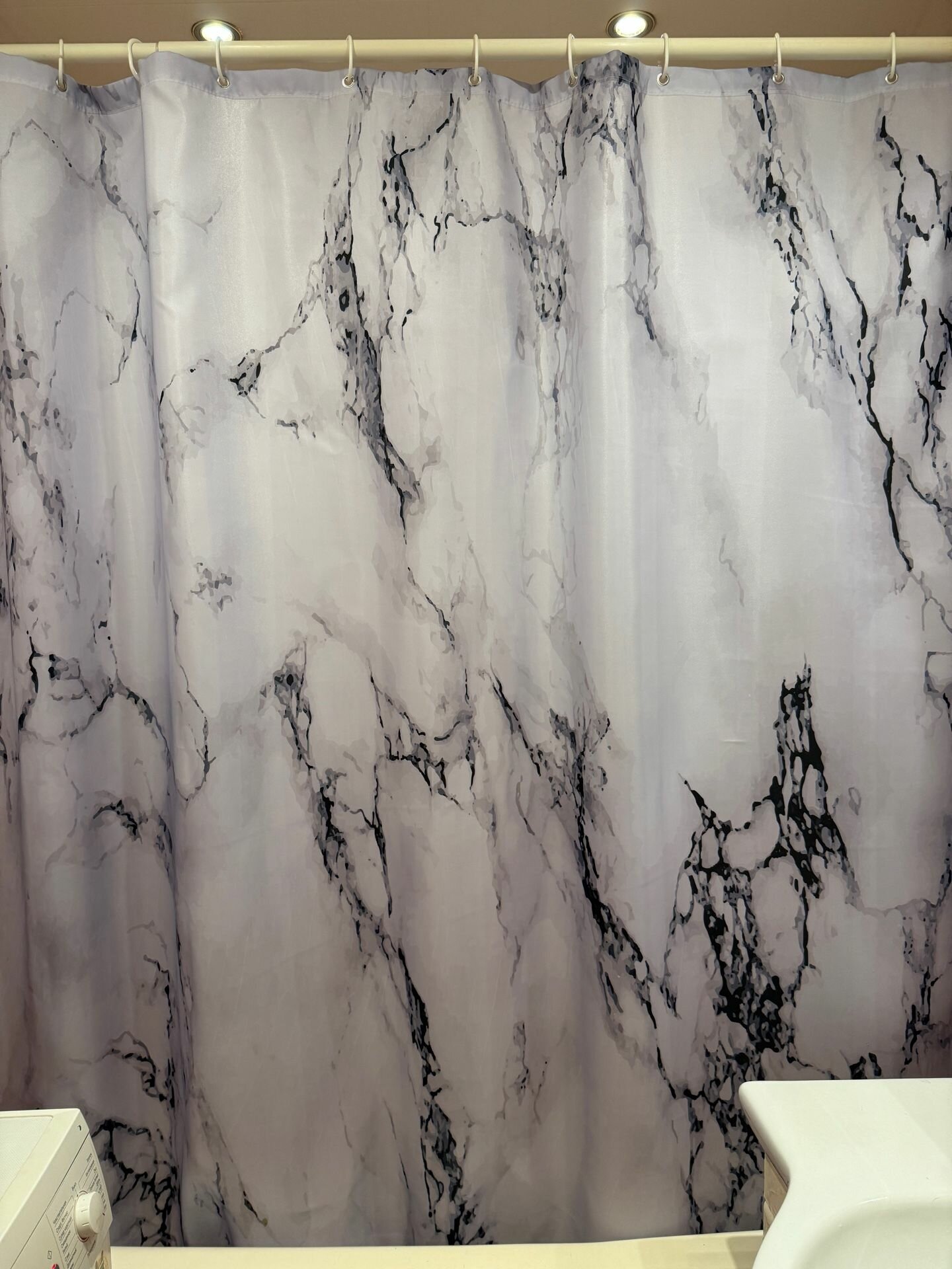Штора для ванной тканевая "Белый мрамор", 180x180см, кольца в комплекте — фото 1