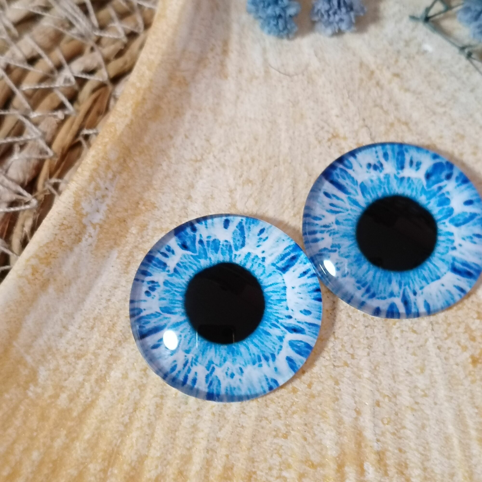 Глаза стеклянные кабошоны для игрушек 25мм 2шт — фото 1