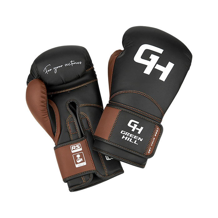 Боксерские перчатки Green Hill Force Sparring Black/Brown (14 унций)