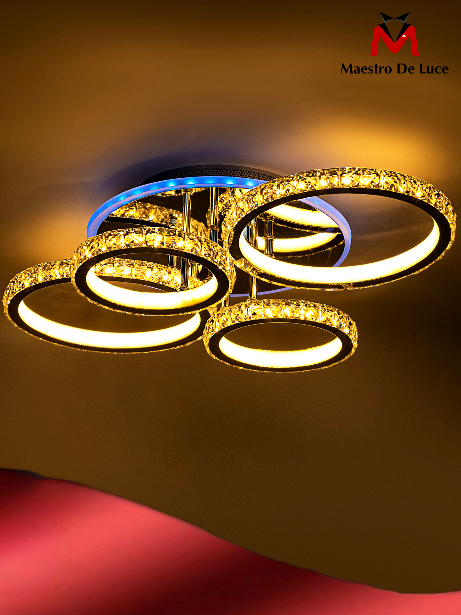 Люстра Maestro De Luce LED, с пультом, LED, RGB, круглая, хром
