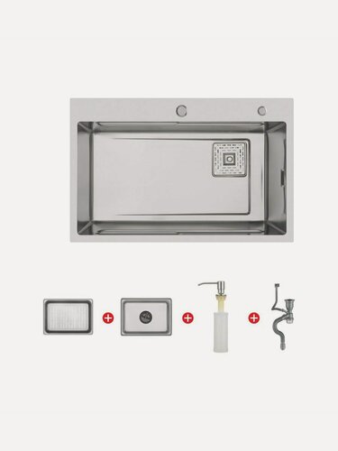 Изображение товара Мойка кухонная GERHANS K37246, нержавеющая сталь, цвет сатин, 72x46 см