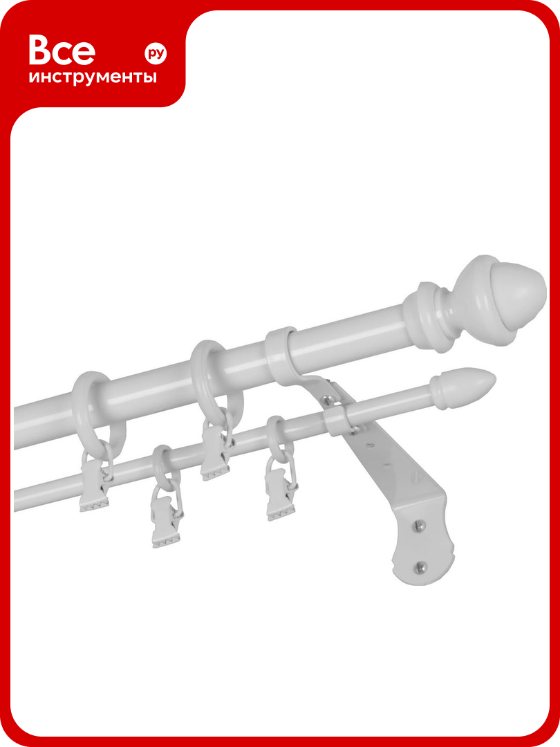 Двухрядный карниз Арт-Декор D20 D10 белый 200 см металл CLASSIC 4620748740028