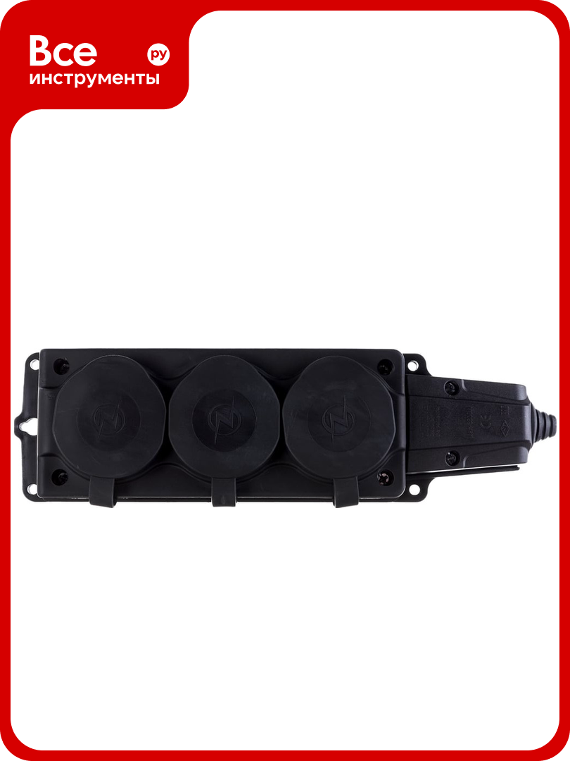 Штепсельная колодка NE-AD 3-гнезда с крышками с заземлением 16А IP54 каучук 4103