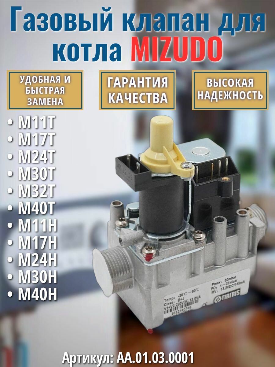 Газовый клапан для котла MIZUDO M11T-M40T и M11H-M40H AA.01.03.0001