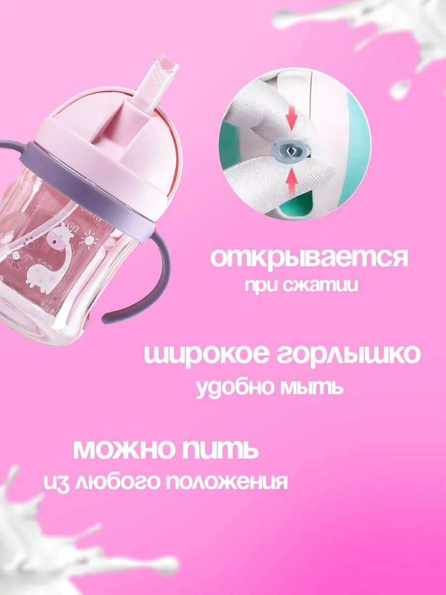 Поильники Детские Поильник детский с трубочкой непроливайка с ручками