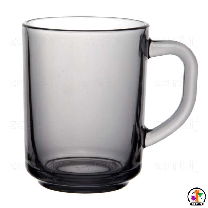 Кружка PASABAHCE BASIC GREY 55029-GR, закалённое стекло, объём 250 мл, с ручкой, 1 шт, прозрачная с серым акцентом