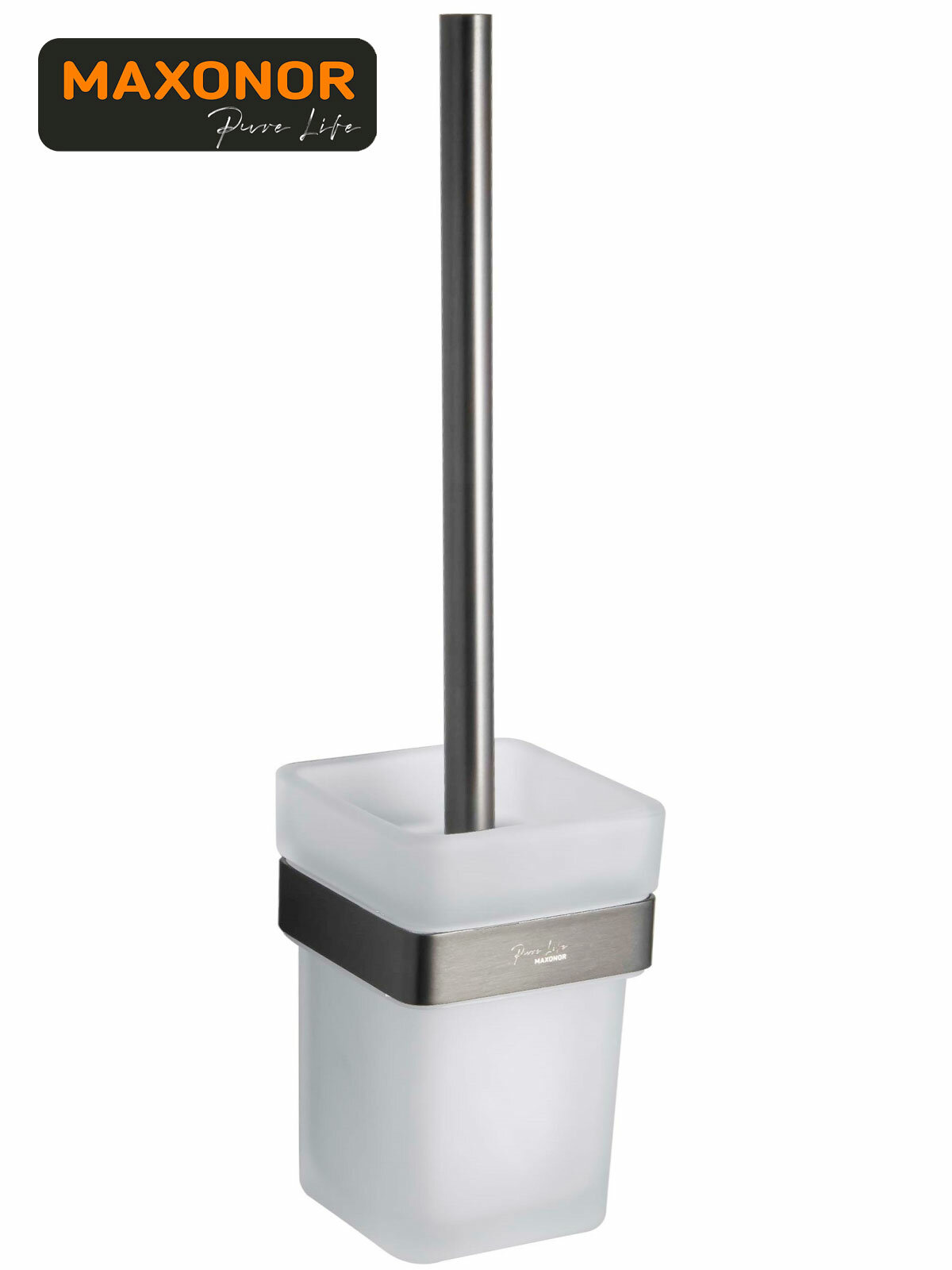 Ёршик для унитаза настенный Maxonor Pure Life ALMA PL1810-9 графит матовый Закалённое стекло / Нержавеющая сталь