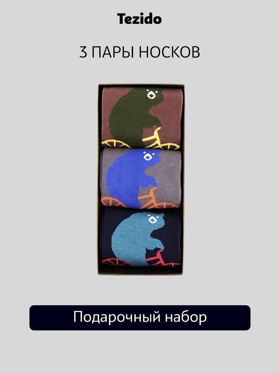 Носки Tezido, комплект, 3 пары, размер 41-46, 003 синий