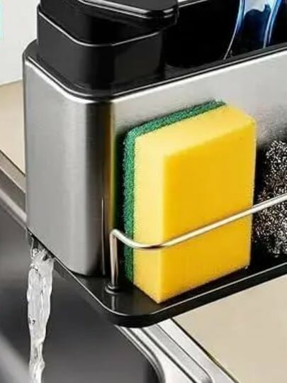 Удобный контейнер с дозатором для хранения губки, геля и других моющих средств на кухне. — фото 1