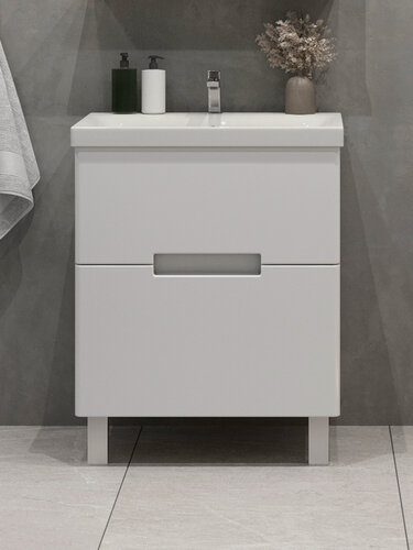 Изображение товара Тумба напольная SanStar Ориана 50 с раковиной Moduo 50 (комплект) для ванной комнаты, белая