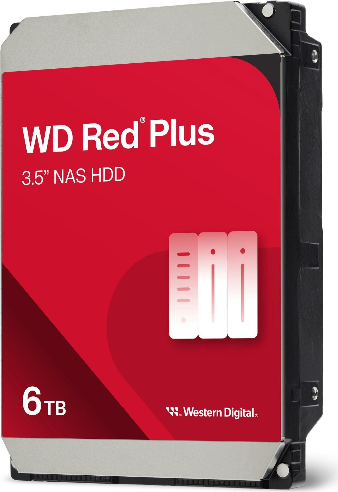 Жесткий диск WD Red Plus WD60EFPX, 6ТБ, 3.5", SATA 6Gb/s, кэш 256МБ, для NAS — фото 1