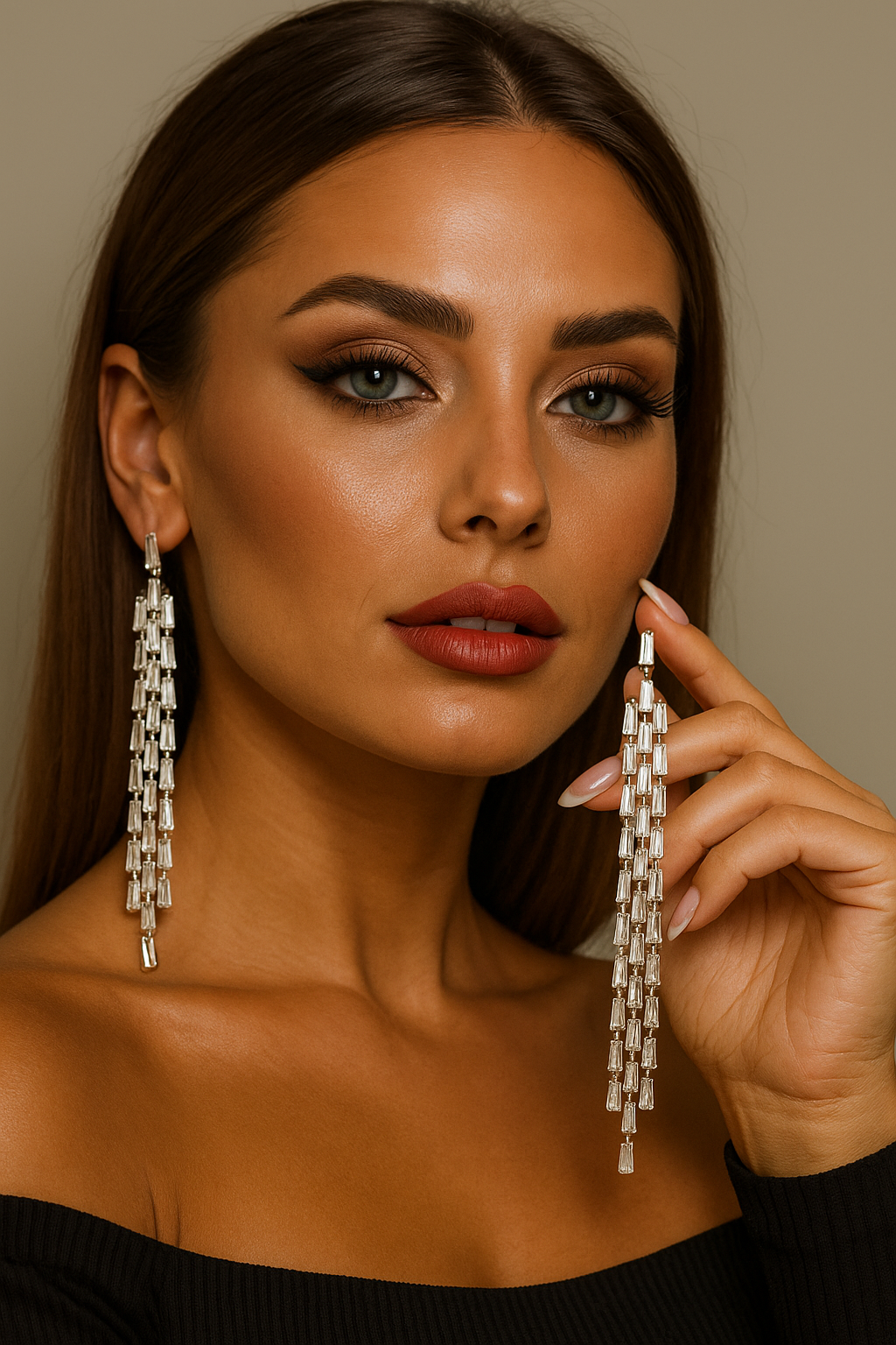 Серьги MariArsi, кристалл, циркон, размер 100 мм, золото/белый