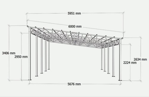 Изображение товара Навес для автомобилей односкатный, сборно-разборный, серый, 8х5,6 м, без покрытия