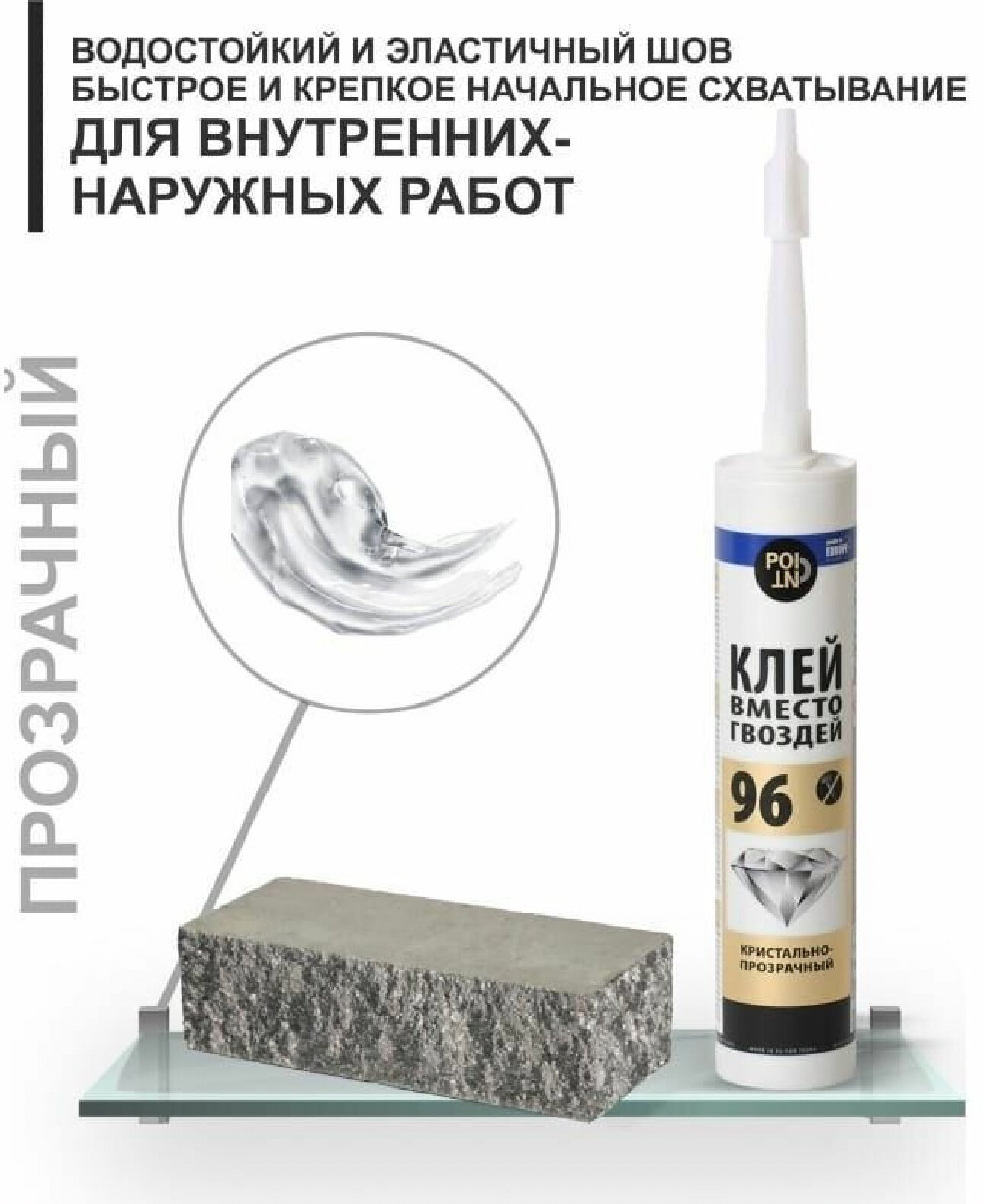 Клей вместо гвоздей POINT 96 кристально-прозрачный 280 мл 03-1-0-096