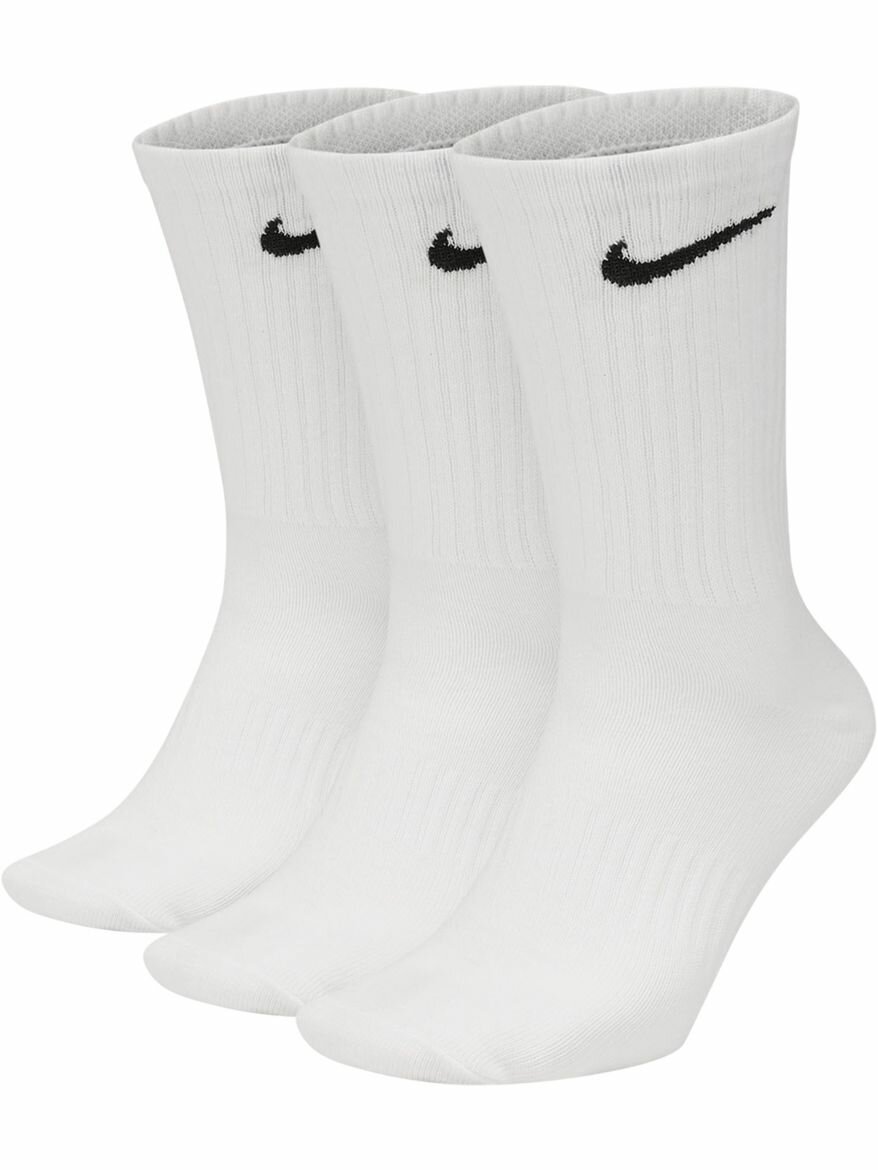 Носки NIKE M Everyday Lightweight Crew Sock 3 P, комплект, 3 пары, размер M, белый,
