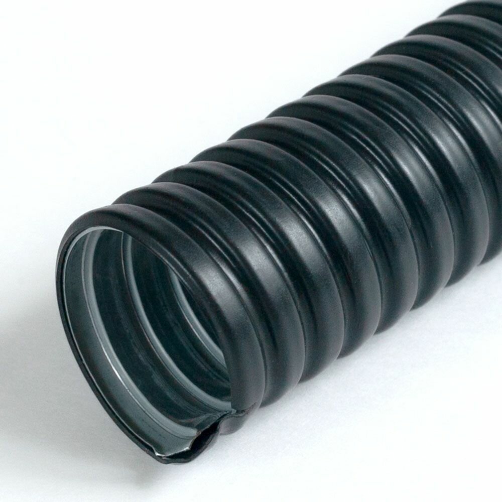 Металлорукав для кабеля в оболочке ПВХ изоляции РЗ-ЦП нг D10мм промрукав черный 100м