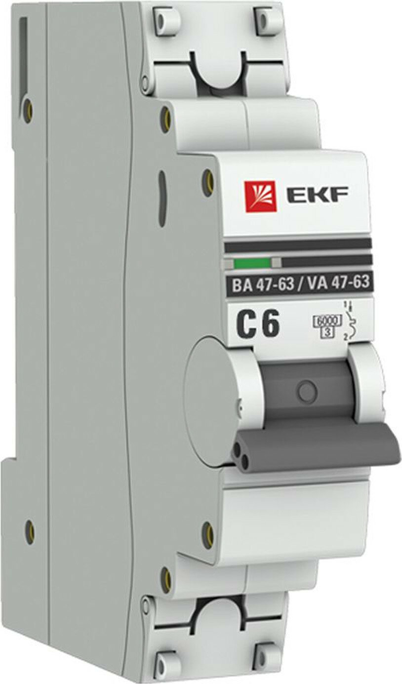Автоматический выключатель EKF PROXIMA 1P 6А C монтаж на DIN-рейку IP20