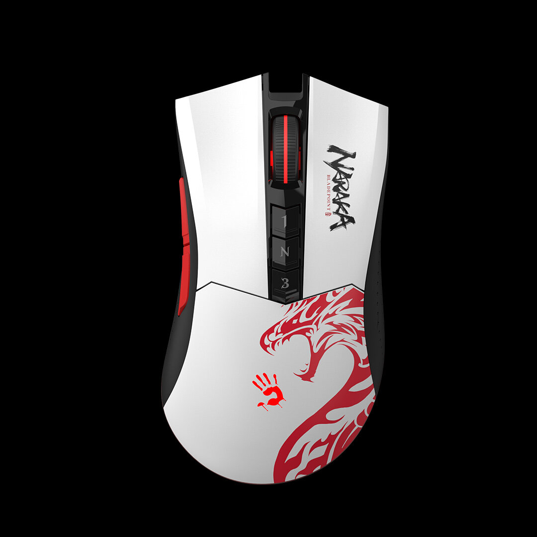 Игровая мышь Bloody R90 Naraka Edition, беспроводная, белая, для правши/левши