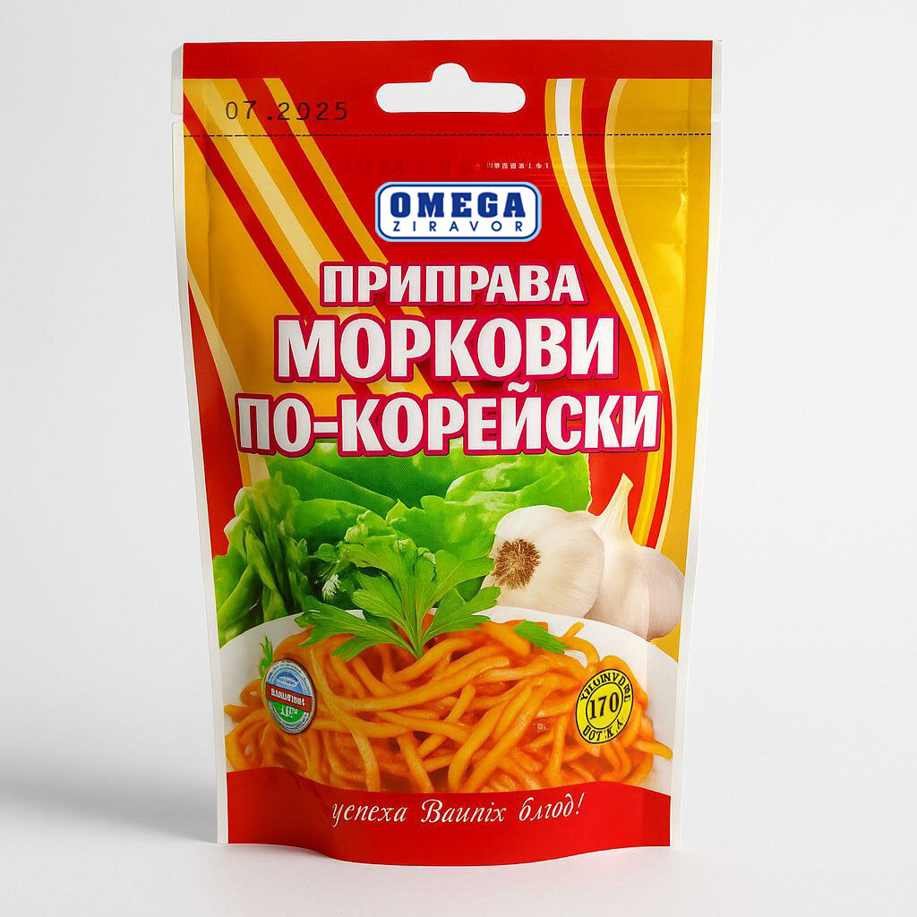 Приправа для моркови по-корейски OMEGA ZIRAVOR 170 г — пикантная и ароматная смесь специй
