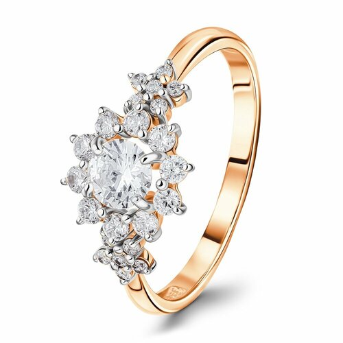 фото Кольцо 585gold, красное золото, 585 проба, родирование, фианит, размер 19, красный