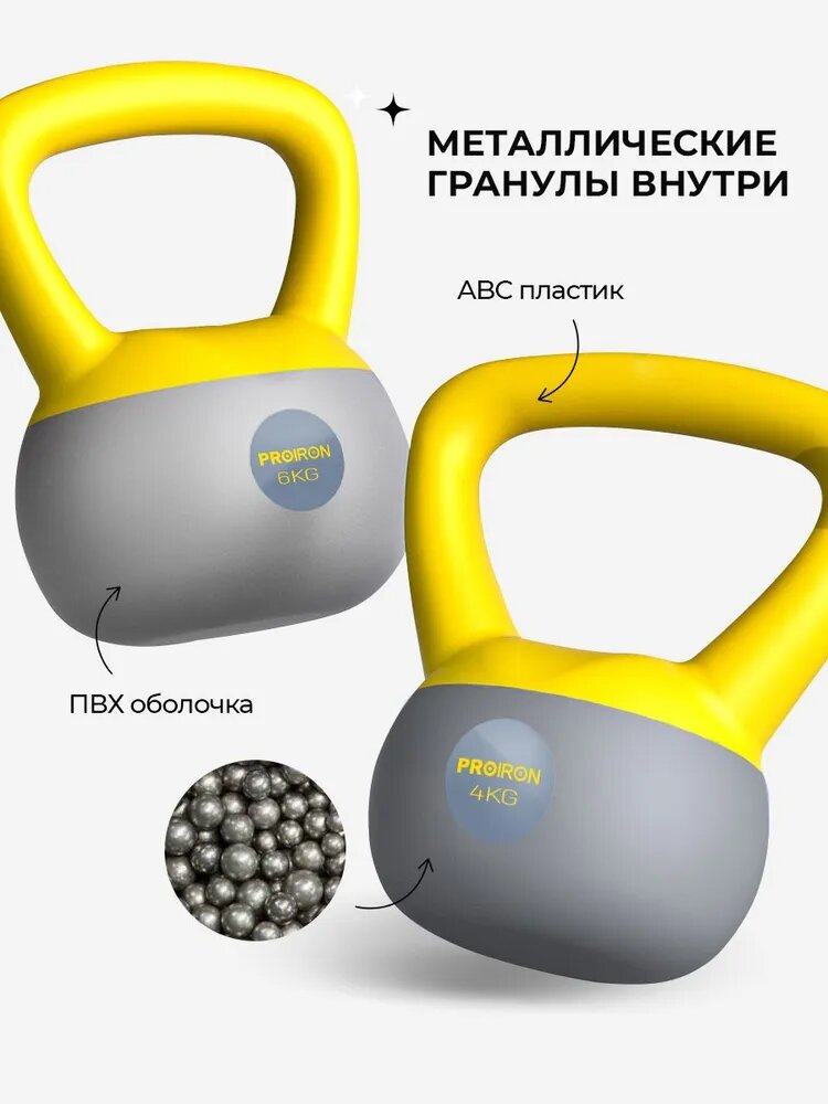 Гиря мягкая 10 кг PROIRON для фитнеса и спорта, серо-зеленая — фото 1