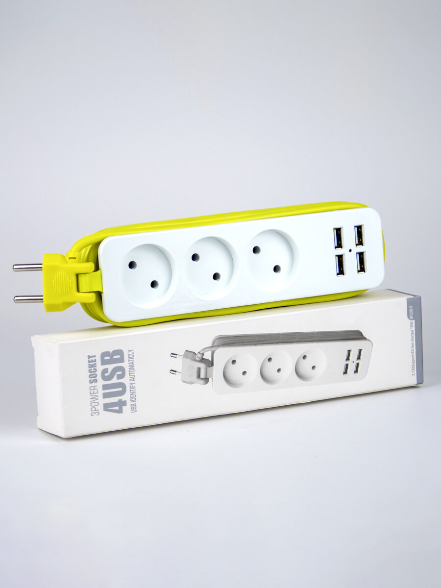 Удлинитель Extension SFCO8-5, белый, кабель 1,8 м, 3 розетки, 4 USB порта