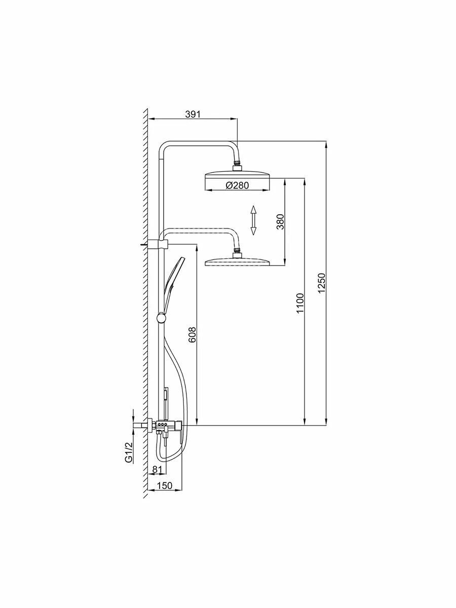 Душевая система с тропическим душем Frap F24201-9 — фото 1