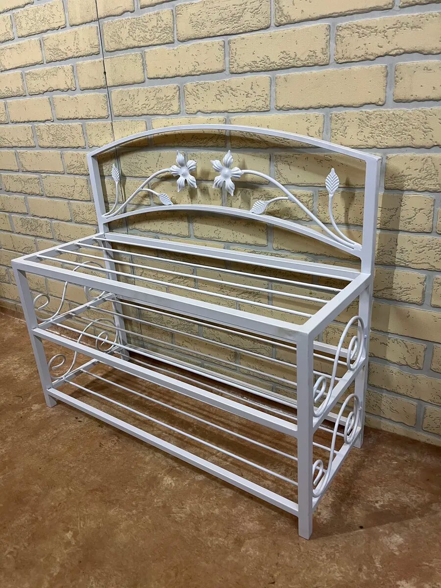 Обувница для прихожей, Студия кованой мебели Нива, цвет белый — фото 1