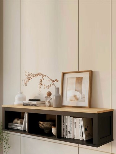 Изображение товара Настенная полка Кымор, 148х37х34 см, Черный / Светло-коричневый