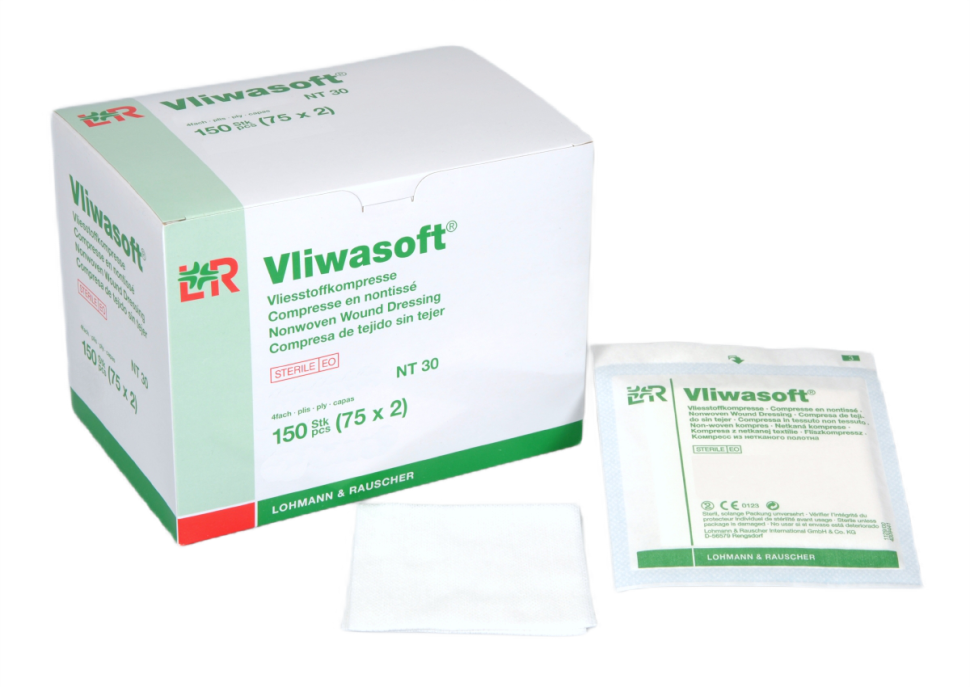Салфетки Vliwasoft (Фливасофт) стерильная впитывающие 4-х слойная из нетканого материала, 5х5см, 150шт, 12076
