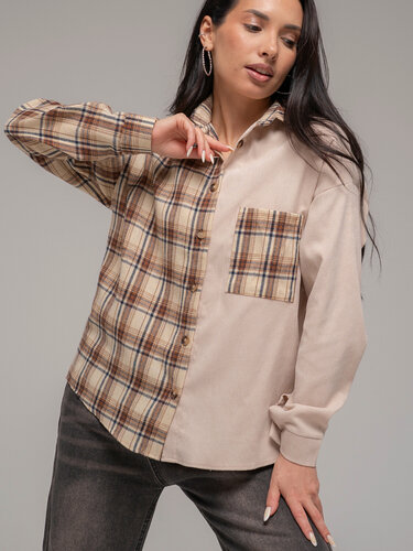 Изображение товара Рубашка вельветовая в клетку оверсайз