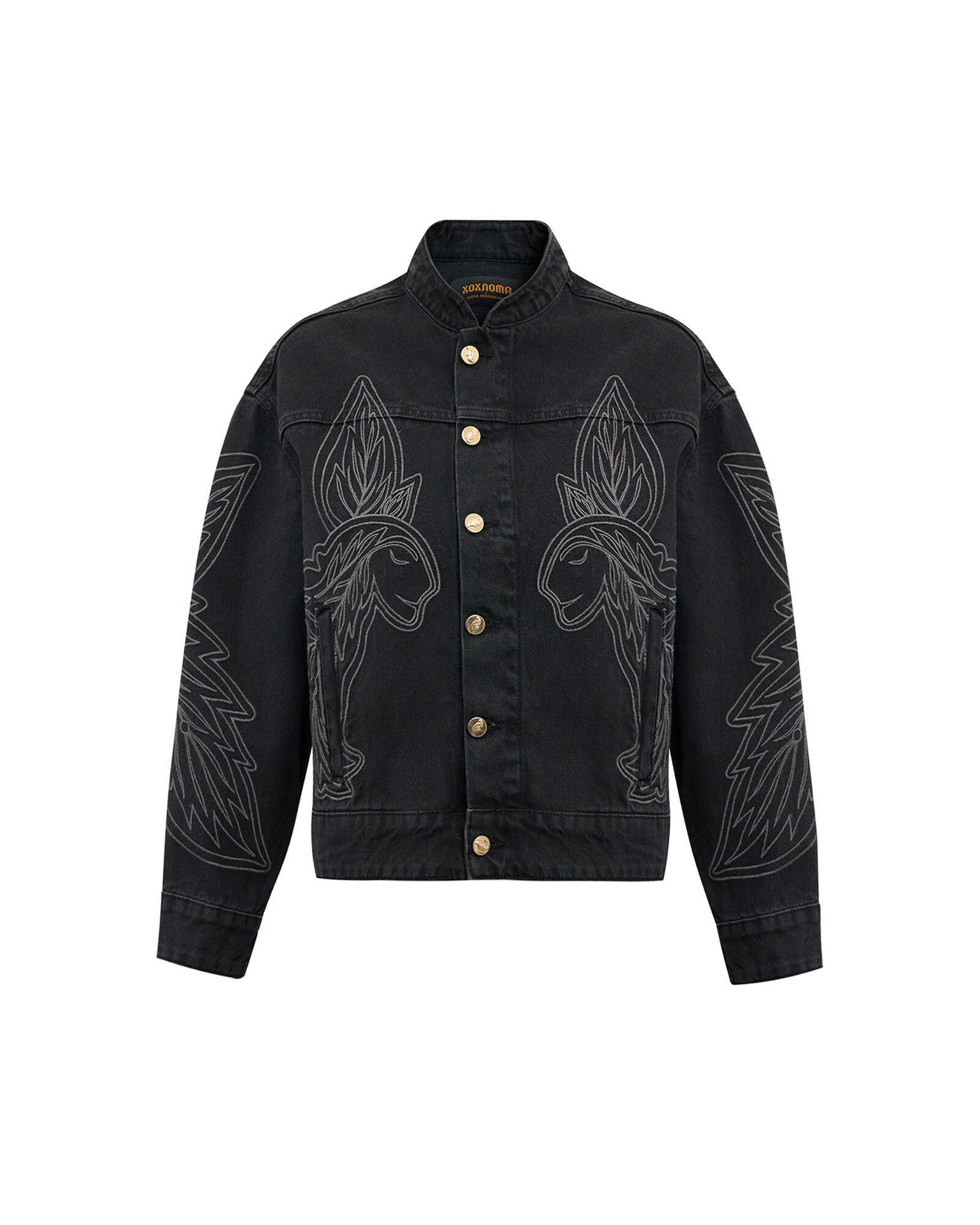 Куртка джинсовая Хохлома х Алена Ахмадуллина FW'24-25, размер XS, черный