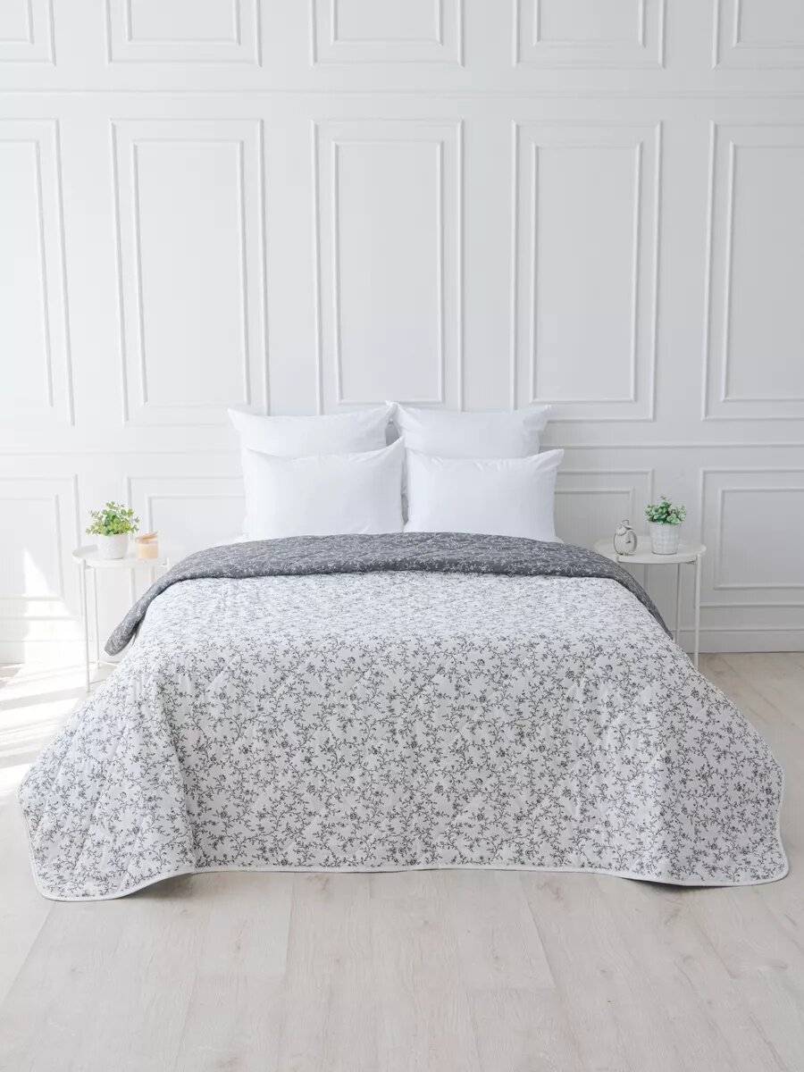 Покрывало на кровать 220х240 двусторонее YERRNA, 100% хлопок (перкаль), стеганое — фото 1