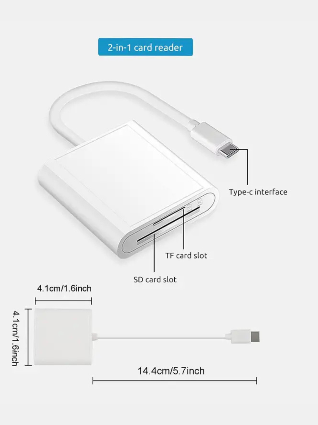 USB HUB 3.0, Кард ридер, Type-C и USB-хаб на 2 порта, хаб-концентратор, USB-порт — фото 1