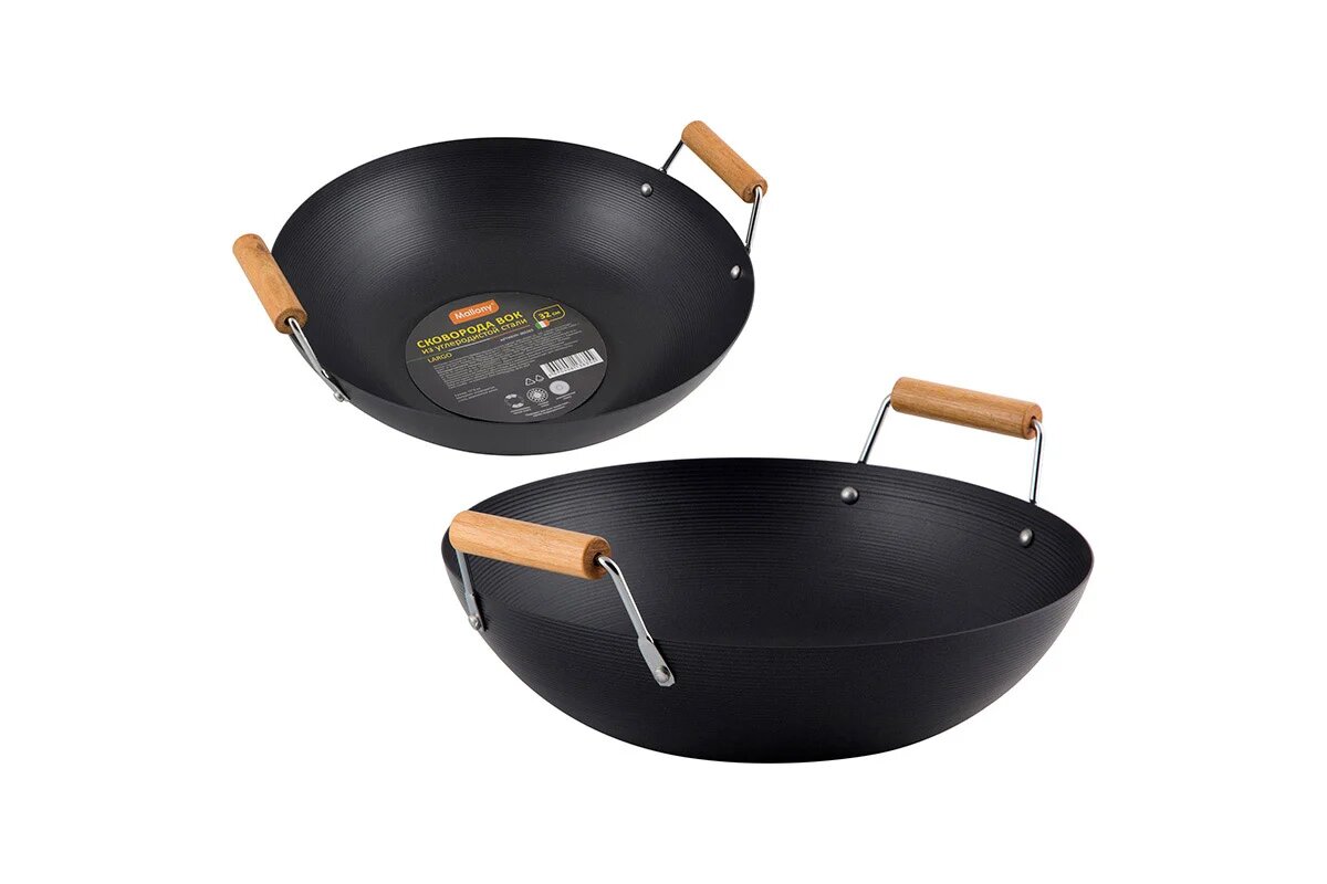 Сковорода MALLONY ВОК LARGO диаметр 32 см черный сталь 5363
