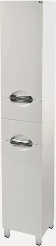 Изображение товара Шкаф-пенал для ванной Emmy Милли 40 L напольный, 40 см, белый, глянцевый, с ящиком, с дверками, из МДФ, фурнитура хром