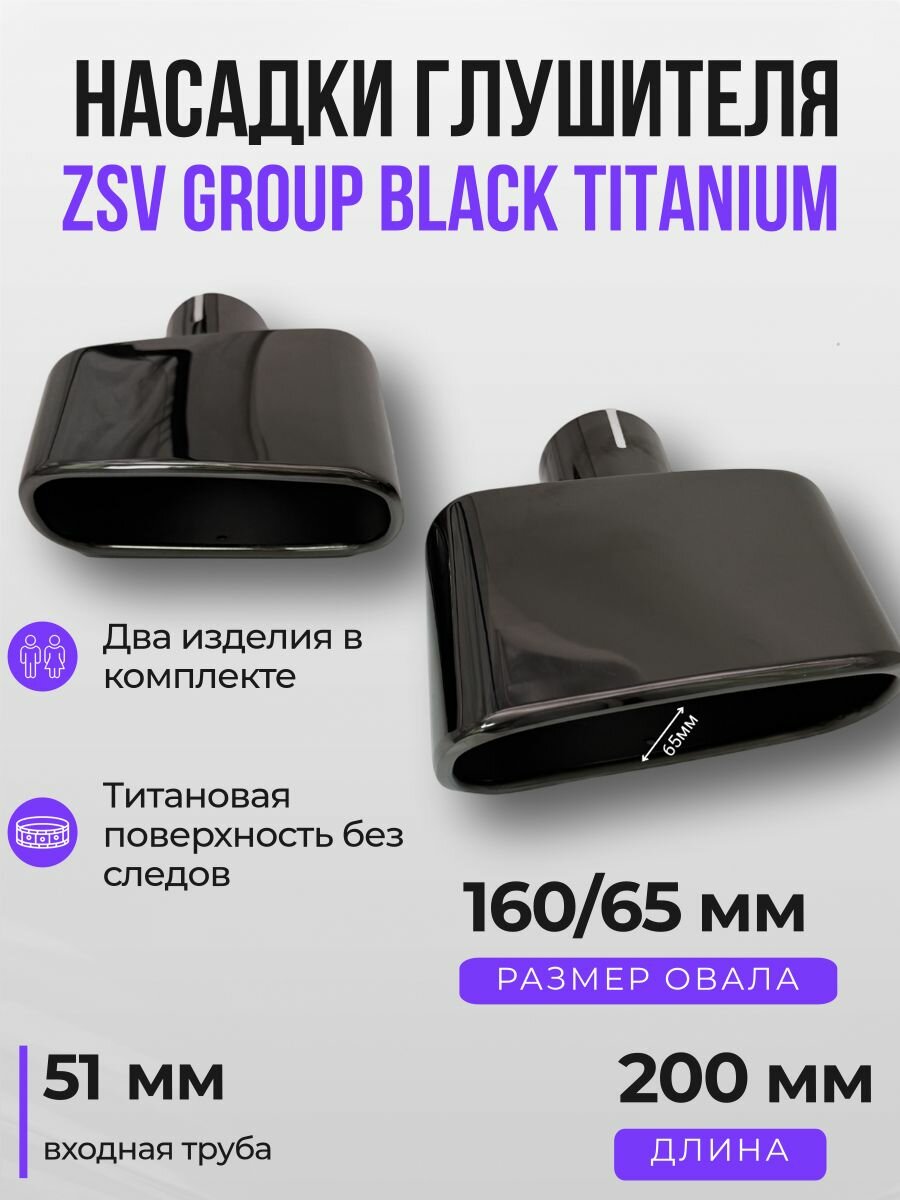 Насадки глушителя Black Titanium 160/65мм