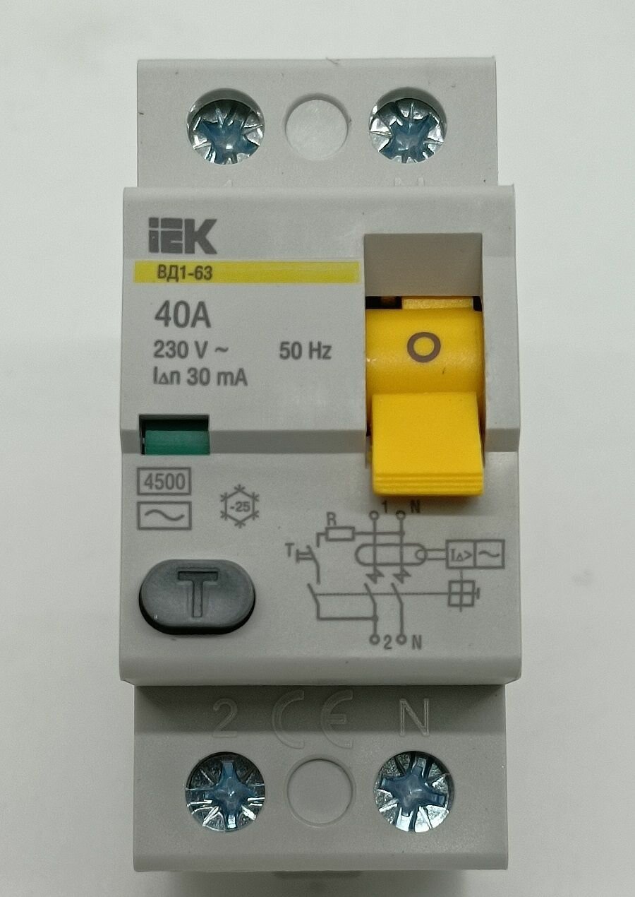 УЗО 2Р 40А 30мА 4,5кА AC ВД1-63 IEK — фото 1