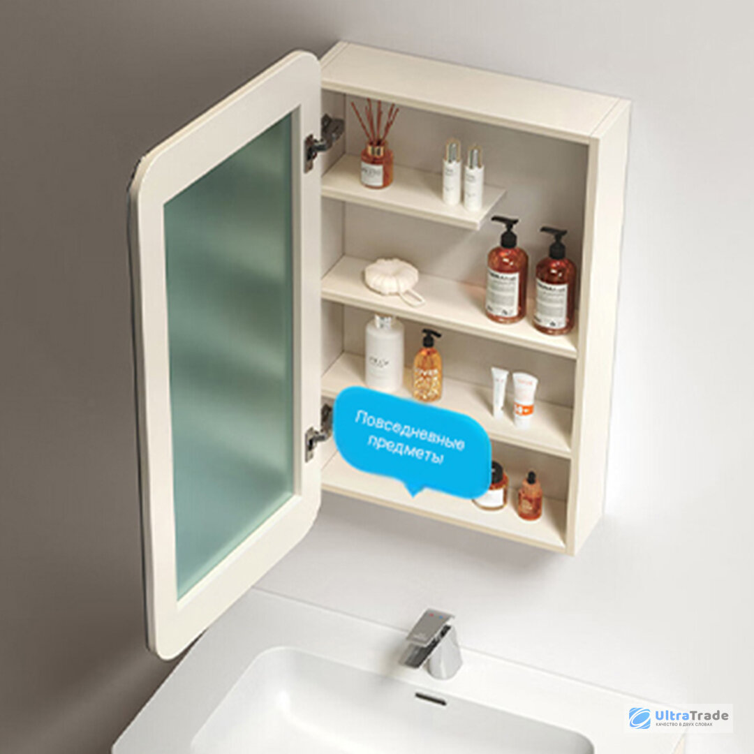 Зеркала Xiaomi Умное универсальное зеркало для ванной комнаты Xiaomi HiGold Smart Sensor Mirror Cabinet Wood Cream 450 mm