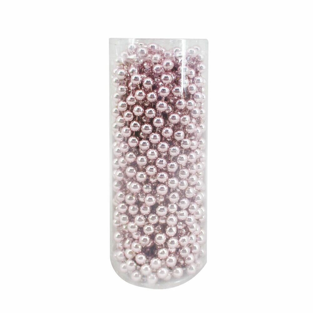 Бусы пластиковые D8мм 10м розовый / новогоднее украшение на ёлку игрушка на ёлку