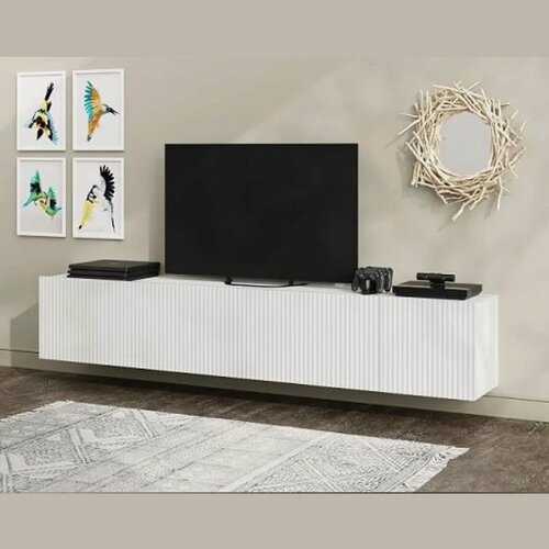Изображение товара Тумба под ТВ стиль мебельная компания "Сканди", Белый гладкий/Белый матовый