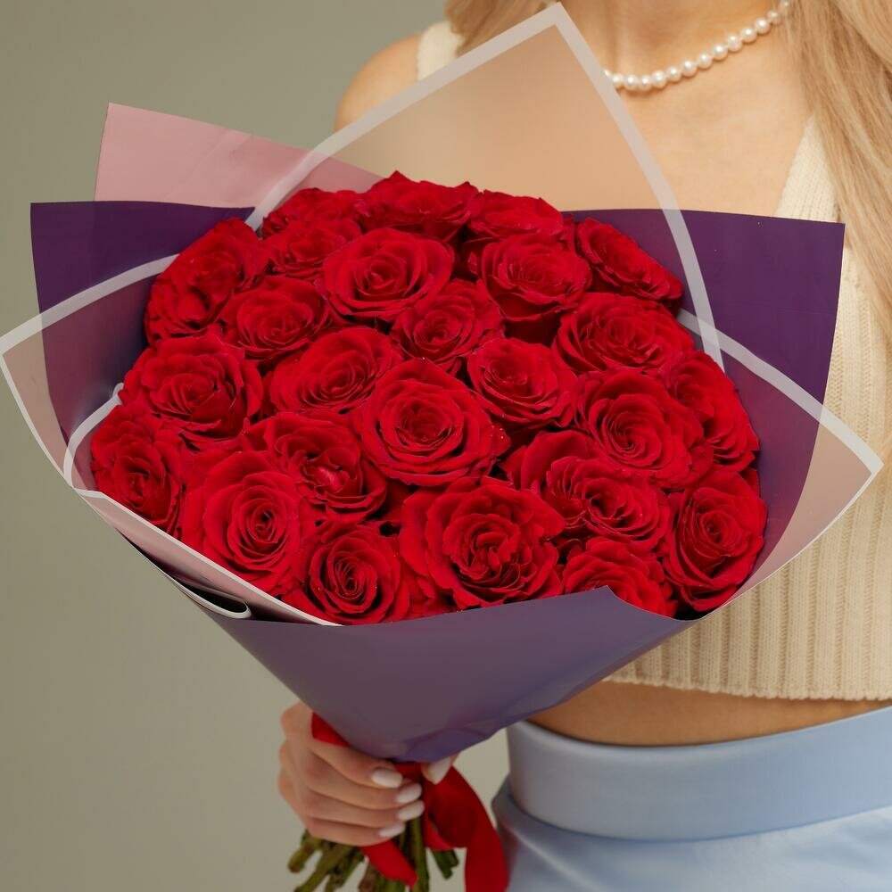 Букет 25 красных кенийских роз от Bestflo купить с доставкой