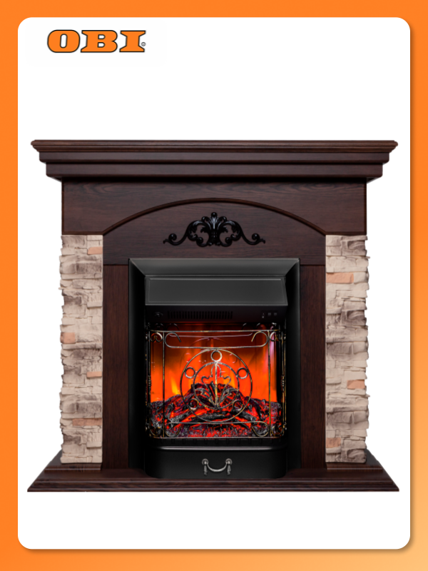 Каминокомплект RealFlame ROCKWOOD STD с электрообогревом глубина 46 см