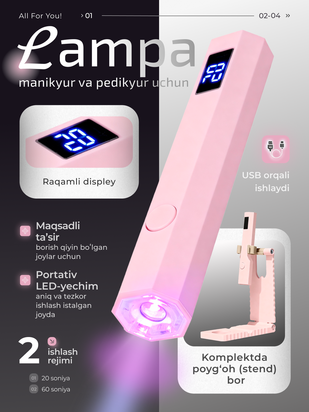 Лампа для маникюра, ультрафиолетовый фонарик для ногтей, УФ лампа для гель лака