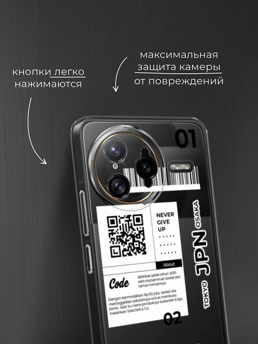 Чехол на Poco F7 Ultra / Поко F7 Ультра с принтом "JPN", прозрачный — фото 1