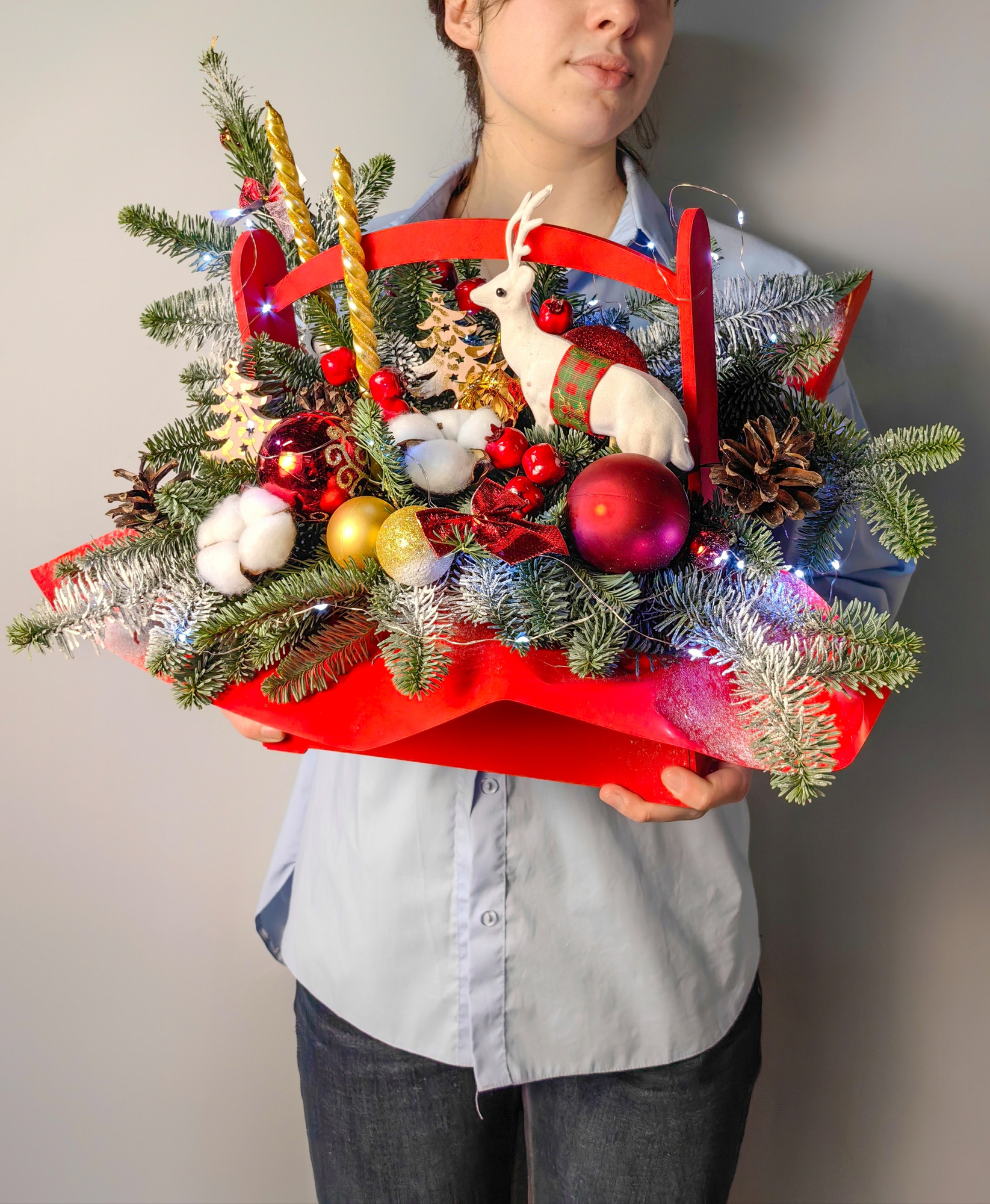 Композиция новогодняя с нобилисом «Лесной олень» Подарок на Новый год.