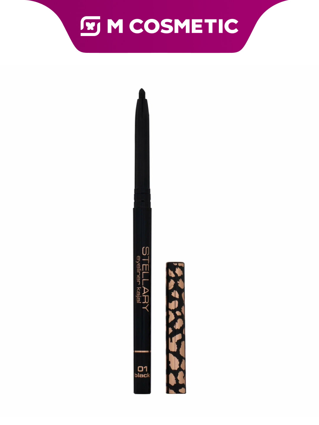 Карандаш для глаз STELLARY Eyeliner, автоматический, высокопигментированный, 01 Black