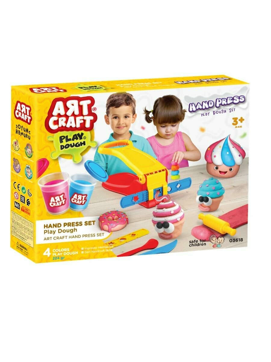 Набор для лепки, Ручной пресс, тесто 4х56г — фото 1