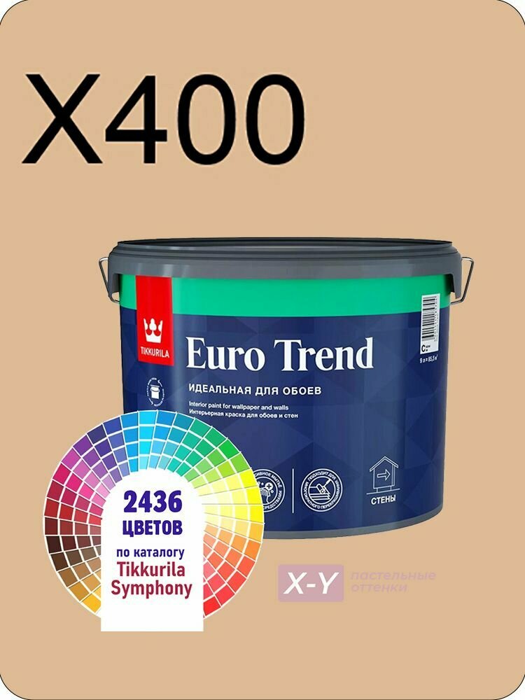 Краска для обоев Tikkurila Euro Trend 9л. пастельные оттенки X400